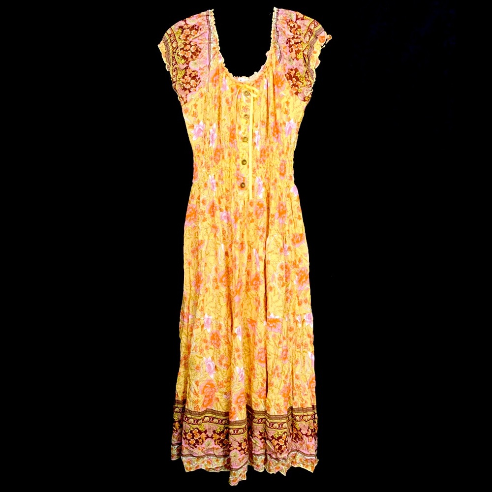 Ostoo Boho Tiered Floral Print Maxi Dress